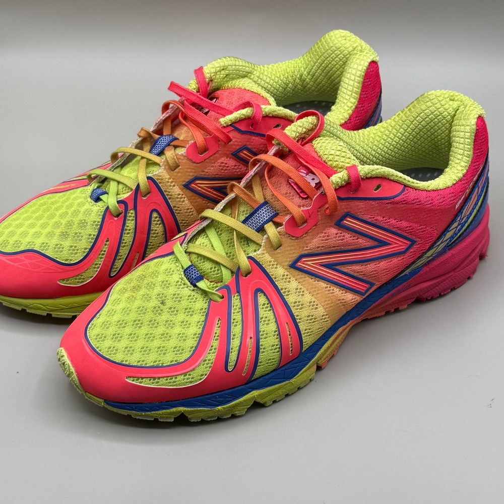New Balance Womens Running Shoes Neon Pink‎ Yellow Blue Sneakers Size 7.5 - Picture 2 of 9